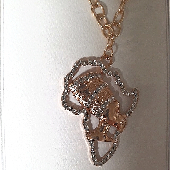 Silver Egyptian Nefertiti Pendant Necklace w Crystal accents 20"-24" Chain. NEW - Picture 8 of 10